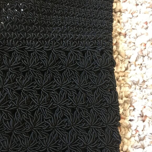 Jackson Crochet Purse Bag Black Strap Snap Closure Boho Minimal Beach Boho - Picture 4 of 14